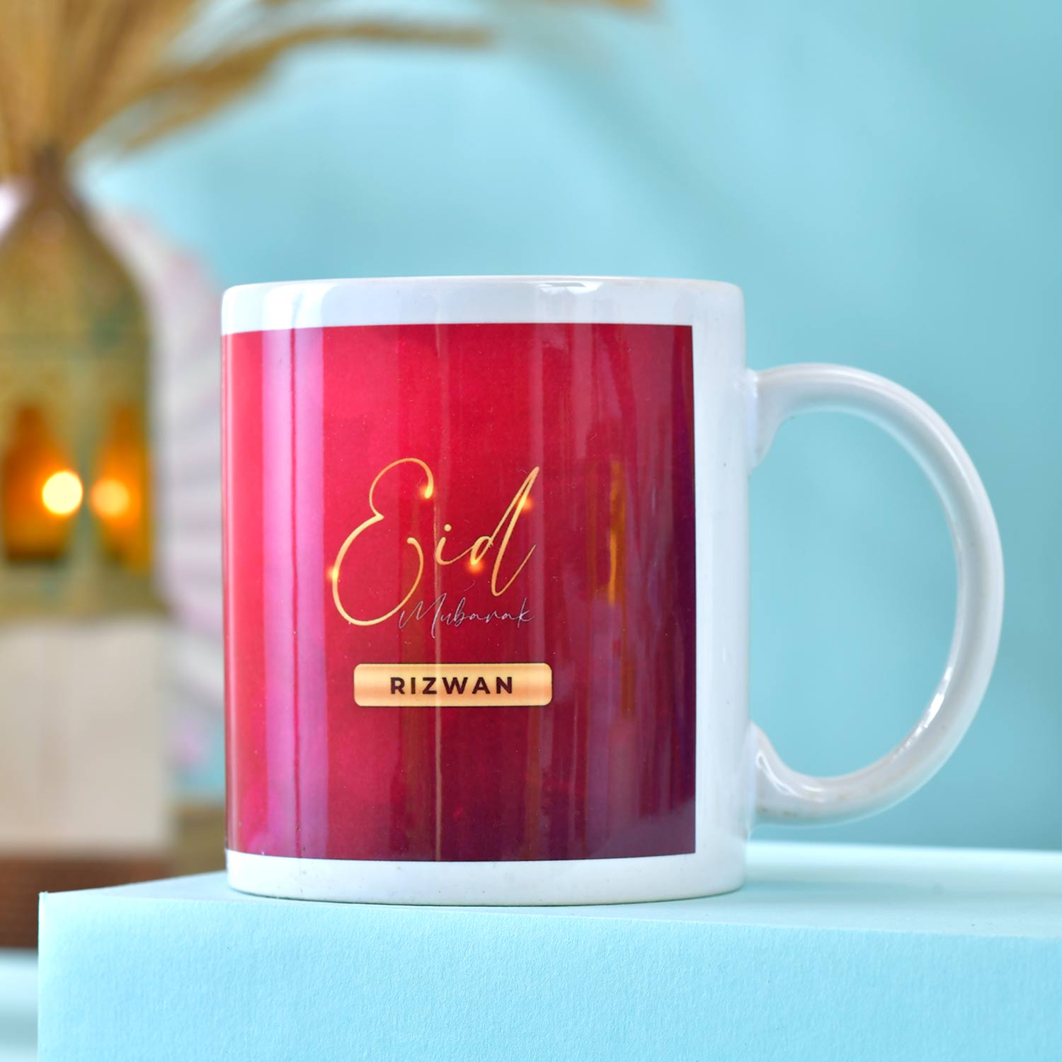 Eid Mubarak Personalized Cushion with Mug