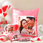 Lovely Personalized Cushion With Mug & Tea Coaster
