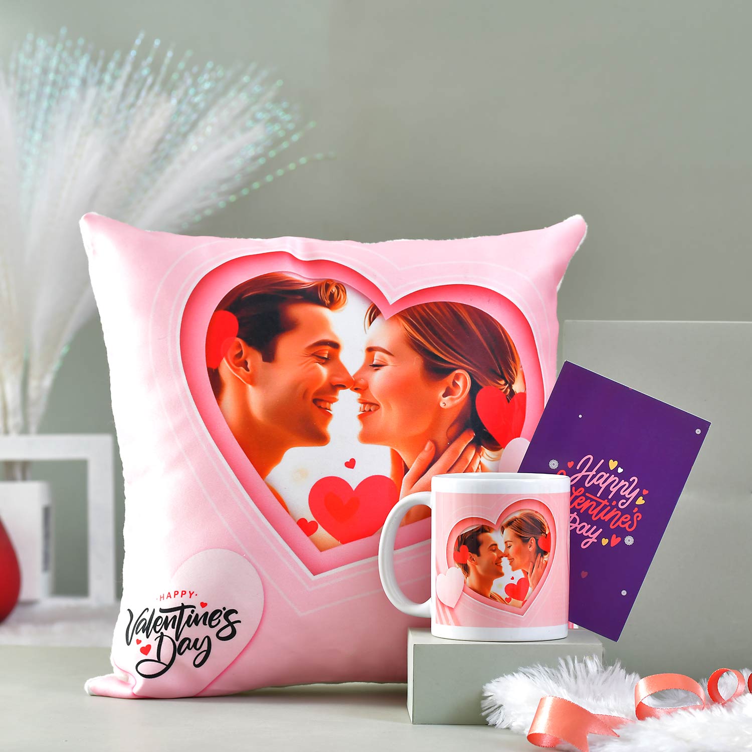 Personalized Valentine's Day Cushion With Mug