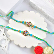 2 Designer Blue Rakhi Set