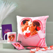 Personalized Love Hamper of Cushion Mug  & Tea Coasters