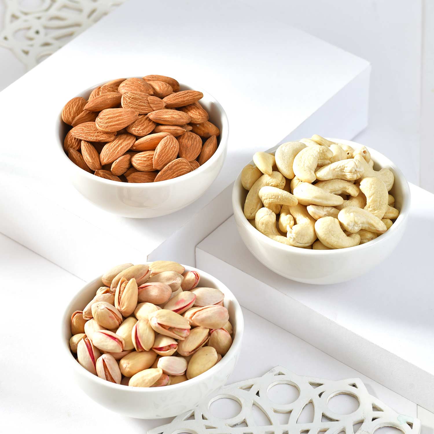 2 Designer Blue Rakhi Dry Fruit Hamper