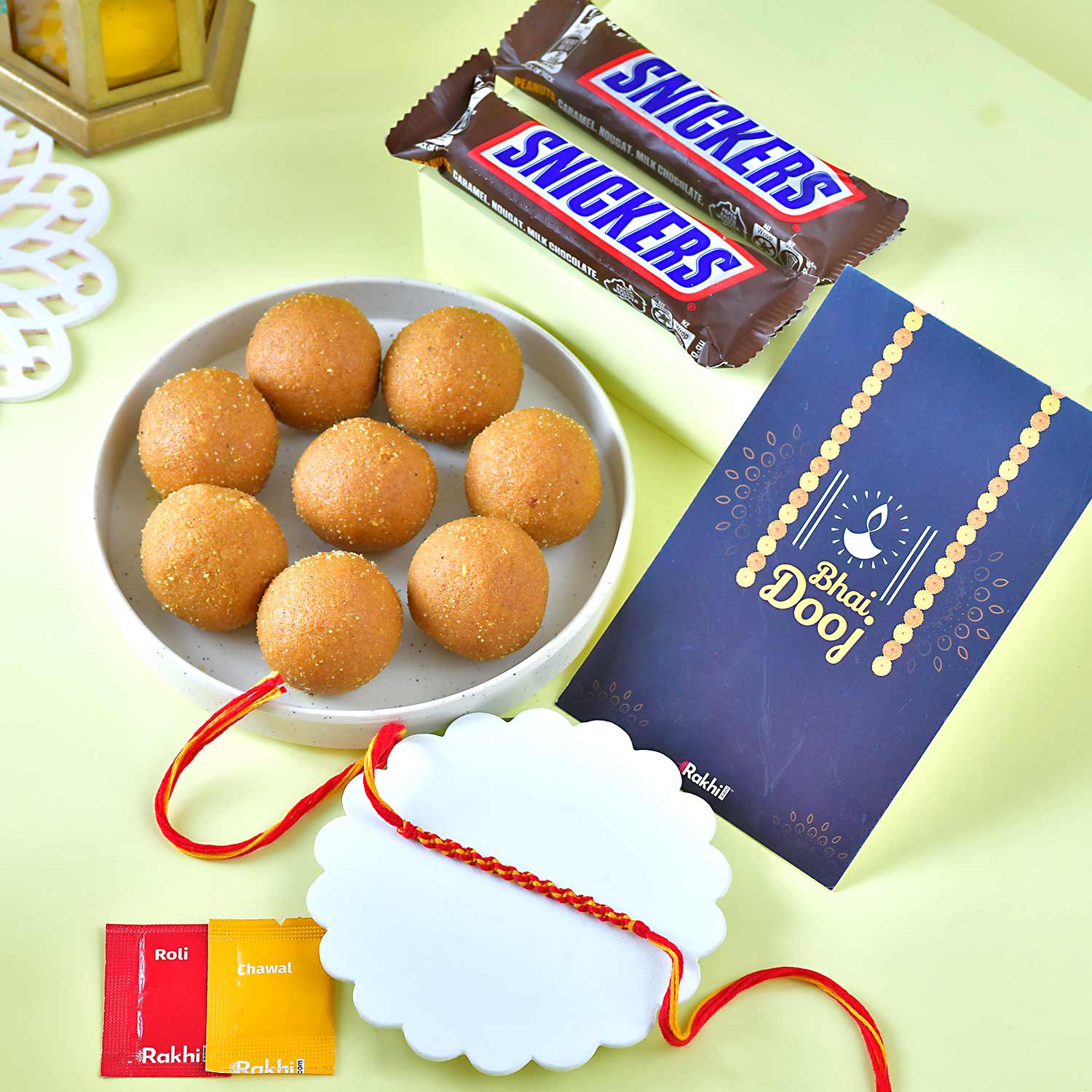 Bhaidooj Celebration With Besan Laddu & Snicker Chocolates