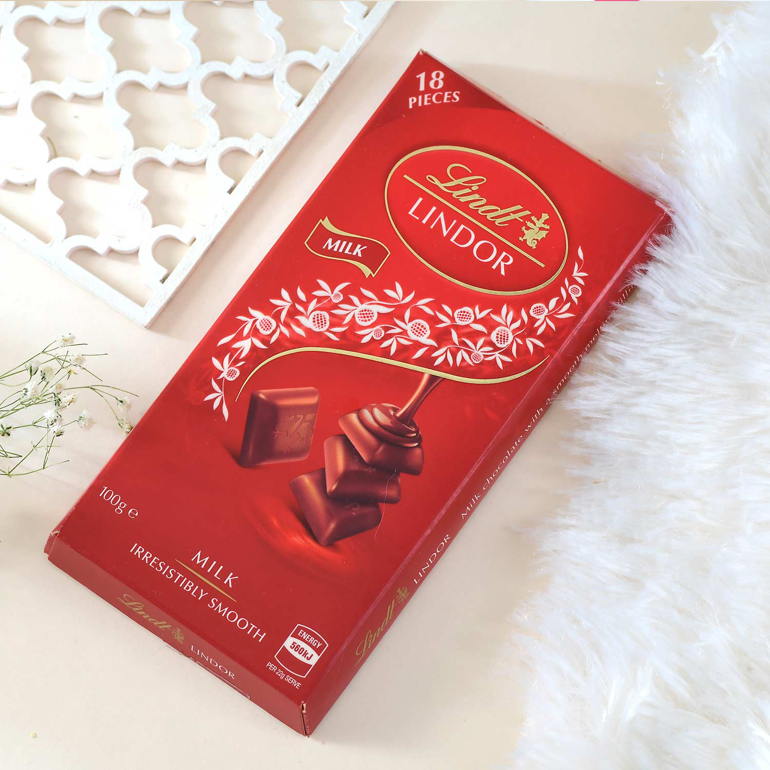 Golden Lotus Flower Rakhi With Lindt Lindor