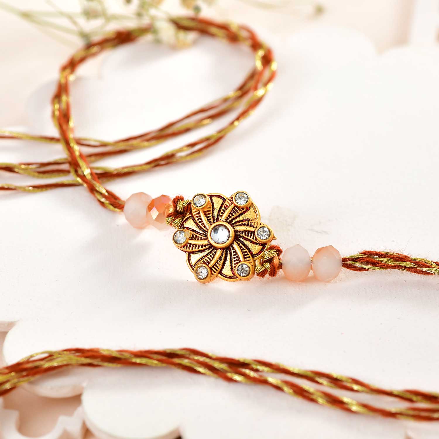 Golden Lotus Flower Rakhi