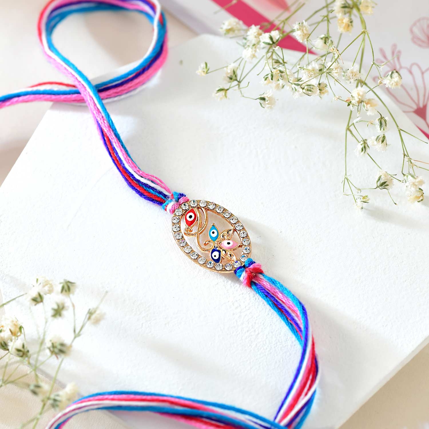 Designer Evil Eye Flower Rakhi