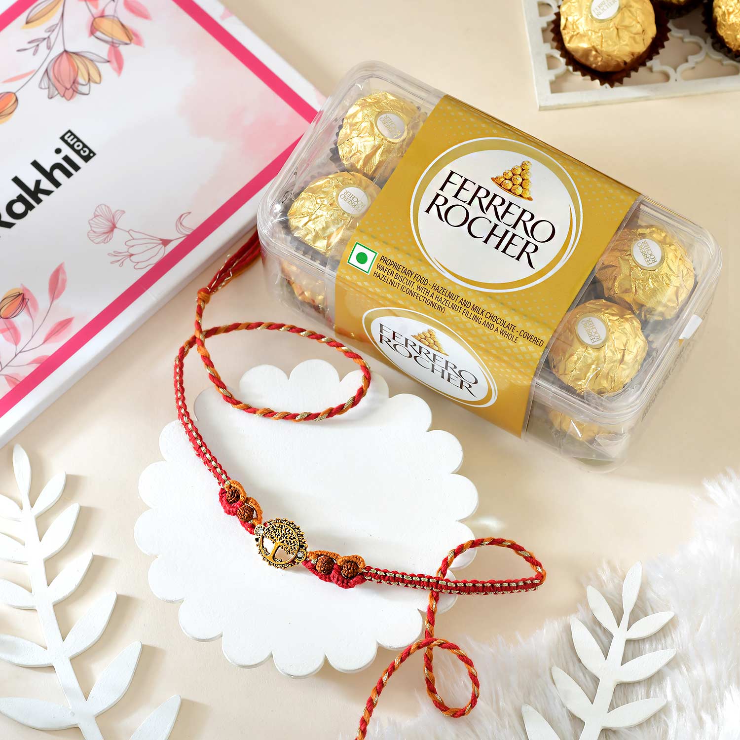 Kalp-Taru Rakhi With Ferrero Rocher
