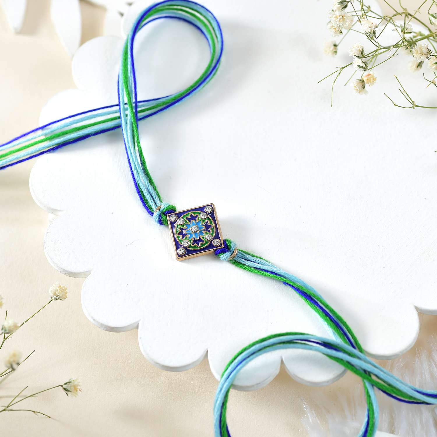 Beautiful Rangoli Rakhi With Kaju Katli