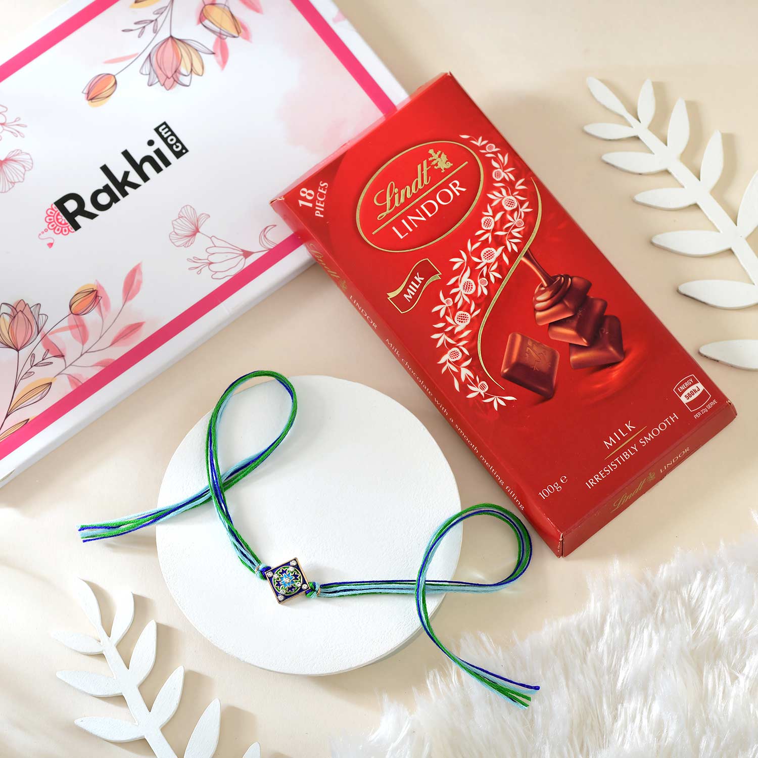 Beautiful Rangoli Rakhi With Lindt Lindor Bar