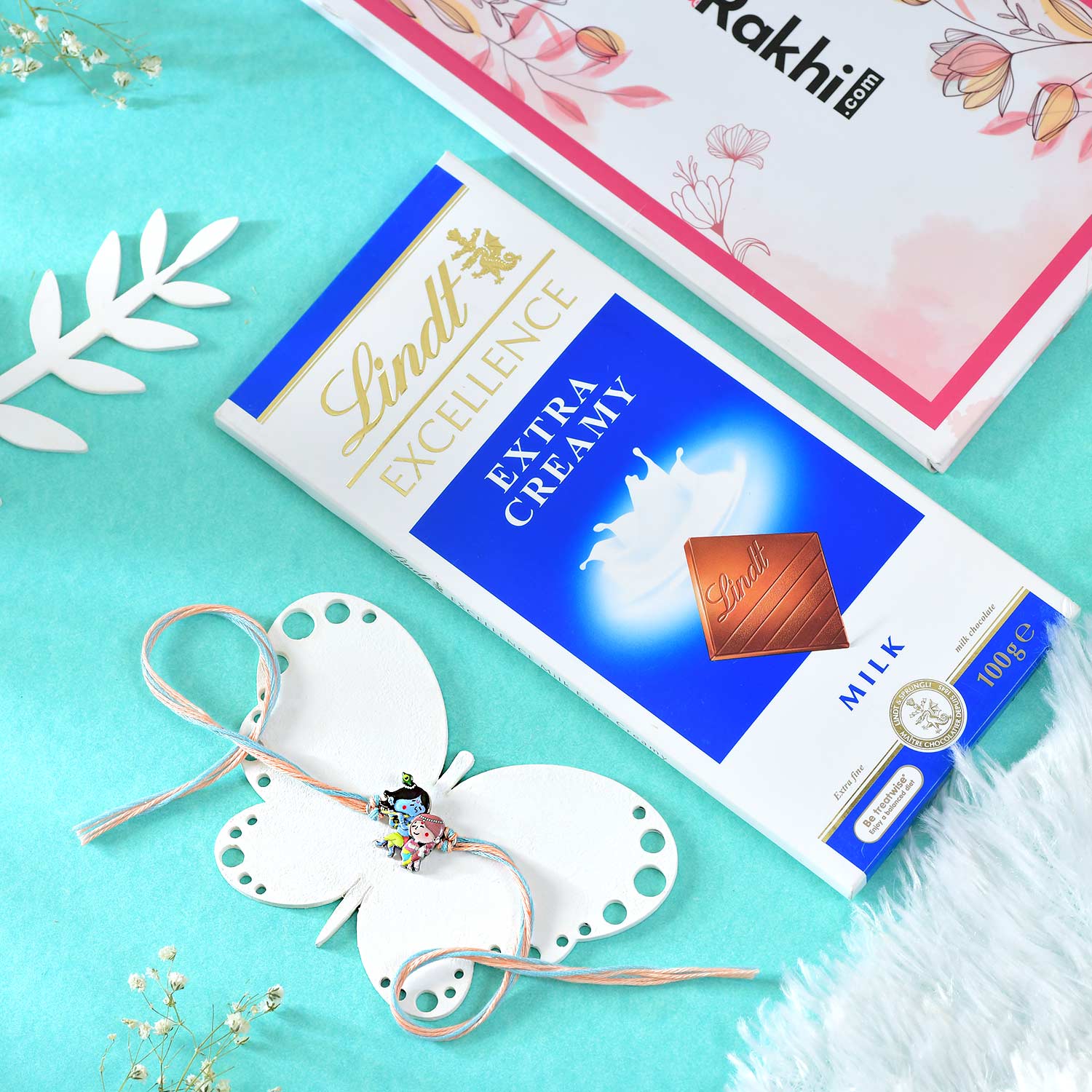 Cute Kid's Krishna Rakhi With Lindt Chocolate