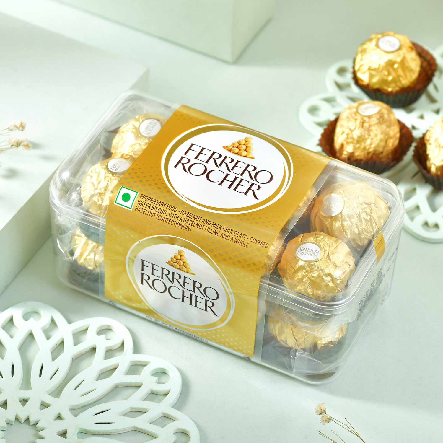 Saffron Rudraksh Rakhi With Ferrero Rochers