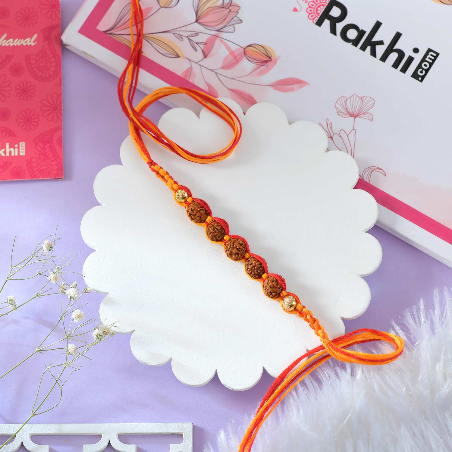 Saffron Rudraksh Rakhi