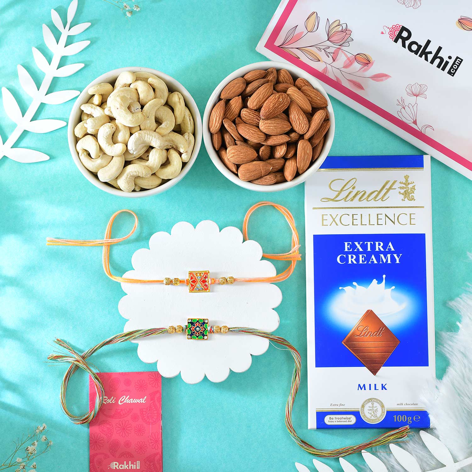 2  Vibrant Rakhi Choco Nut Hamper