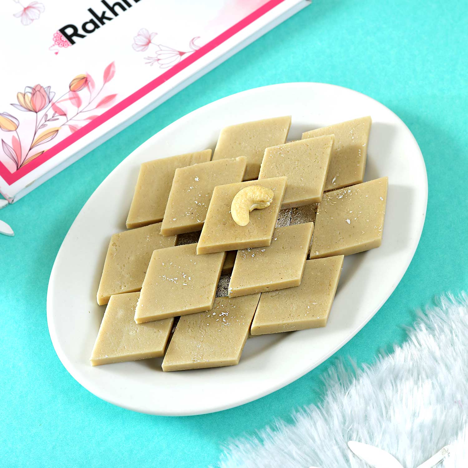 Pair Of Vibrant Rakhi With Kaju Katli