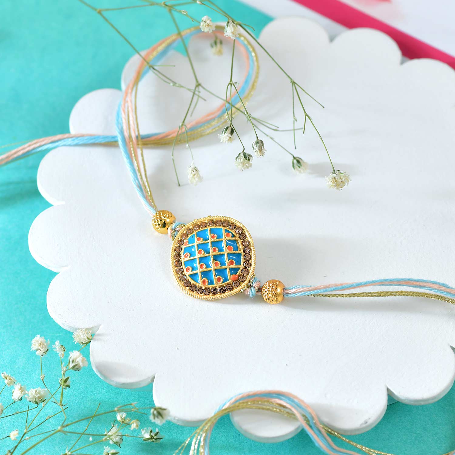 2 Golden Mantra Rakhi Set