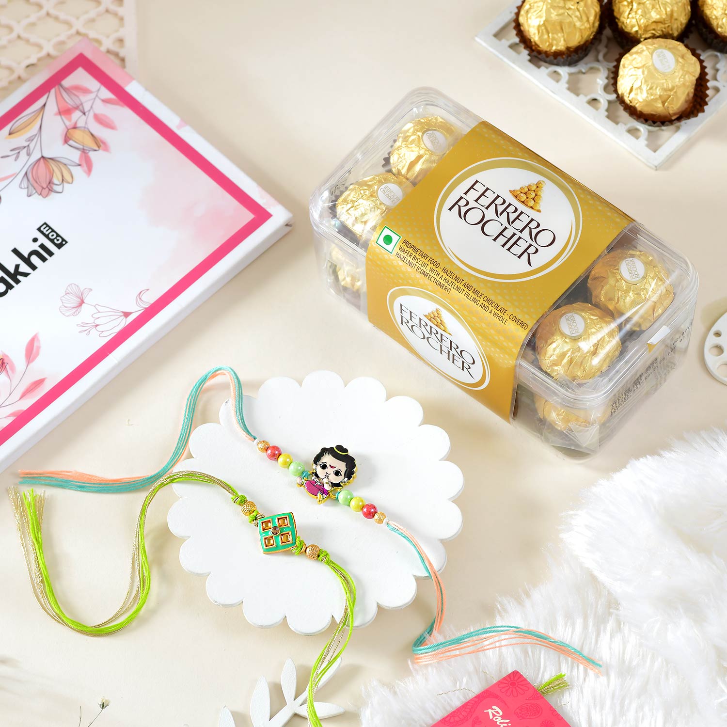Beautiful Bhai Bhatija Rakhi Set With Ferrero Rocher