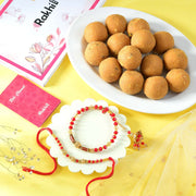 Rajwadi Red Bhaiya Bhabhi Rakhi Set With Besan Laddu