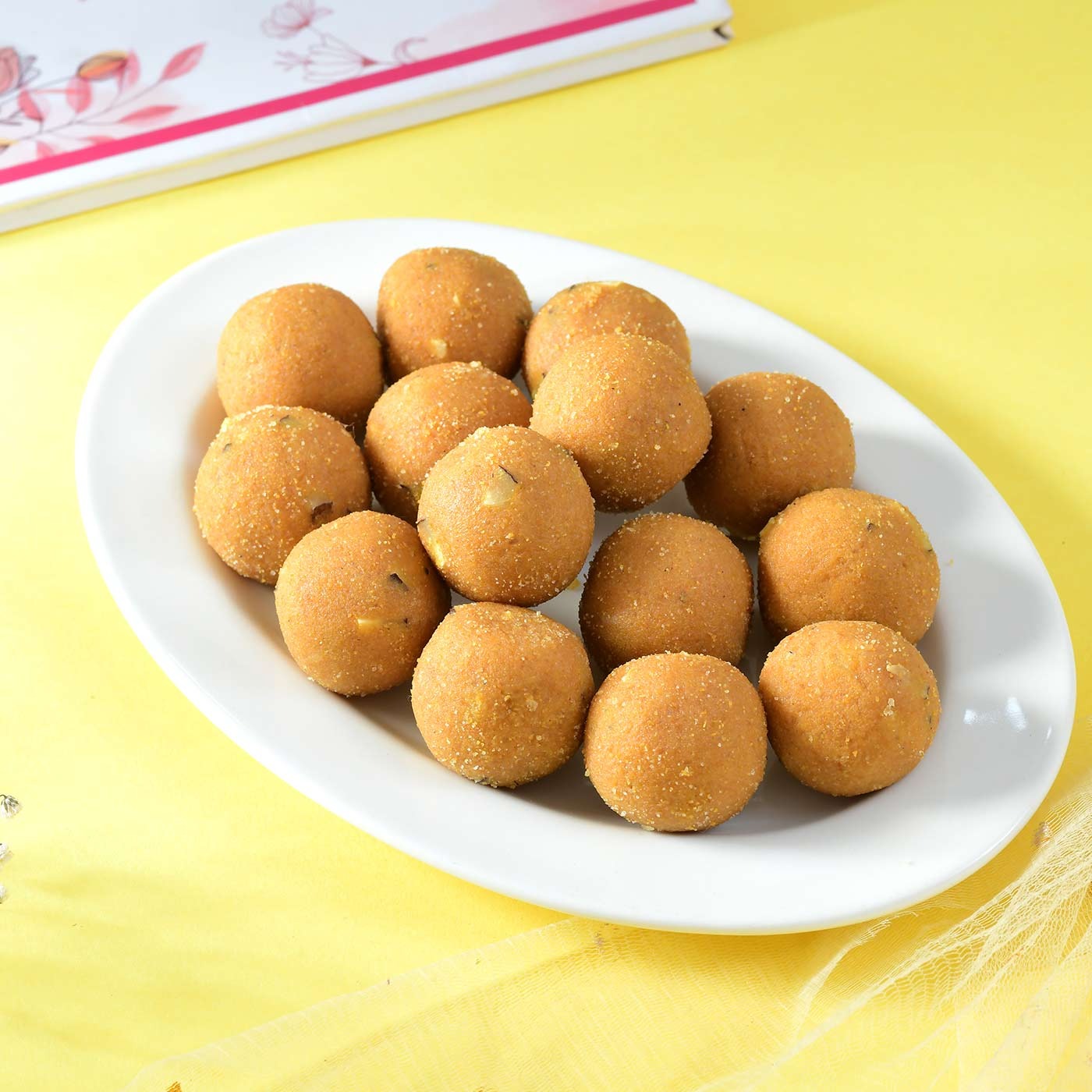 Hand Crafted Rudraksh Rakhi Pair With Besan Laddu