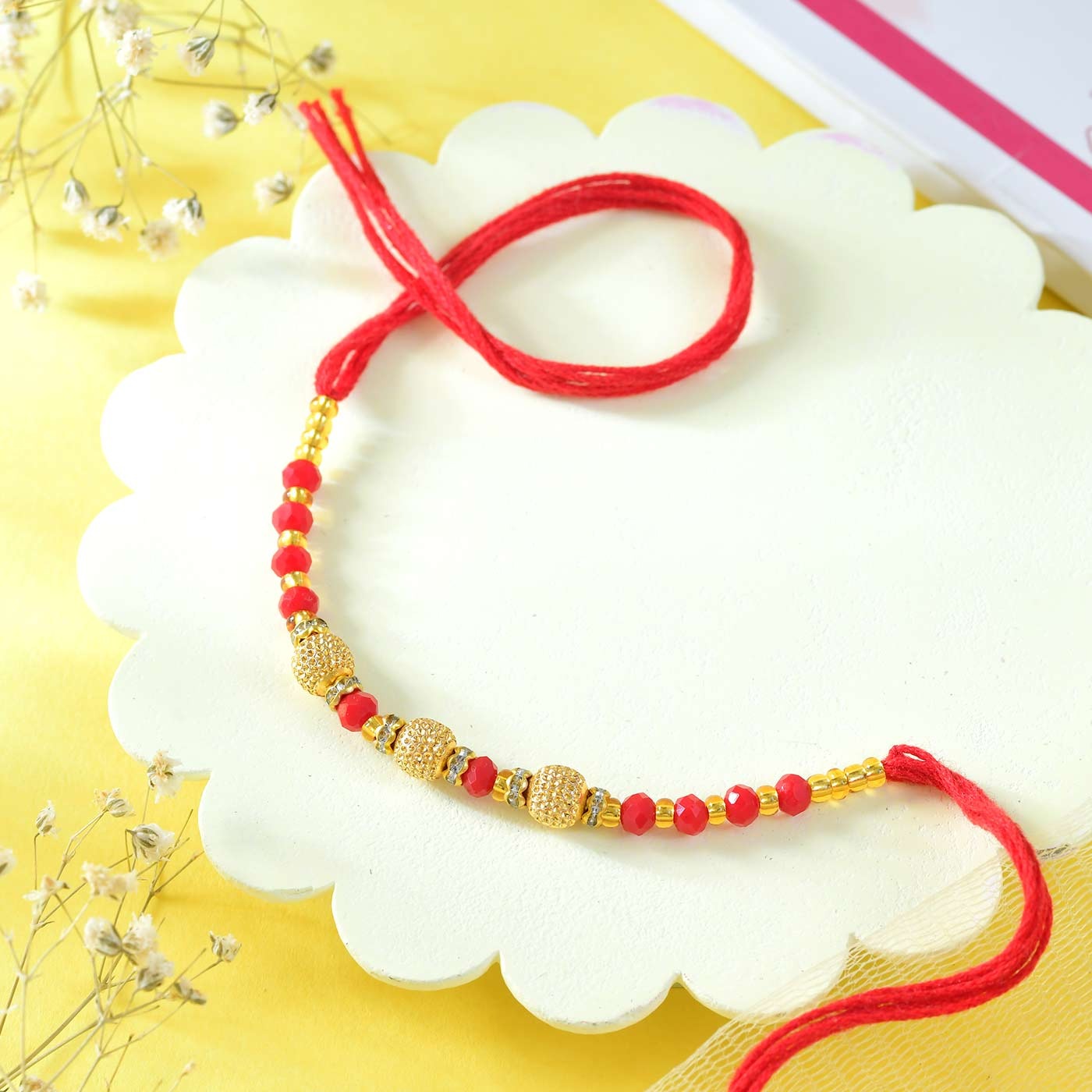 Rajwadi Red Bhaiya Bhabhi Rakhi Set