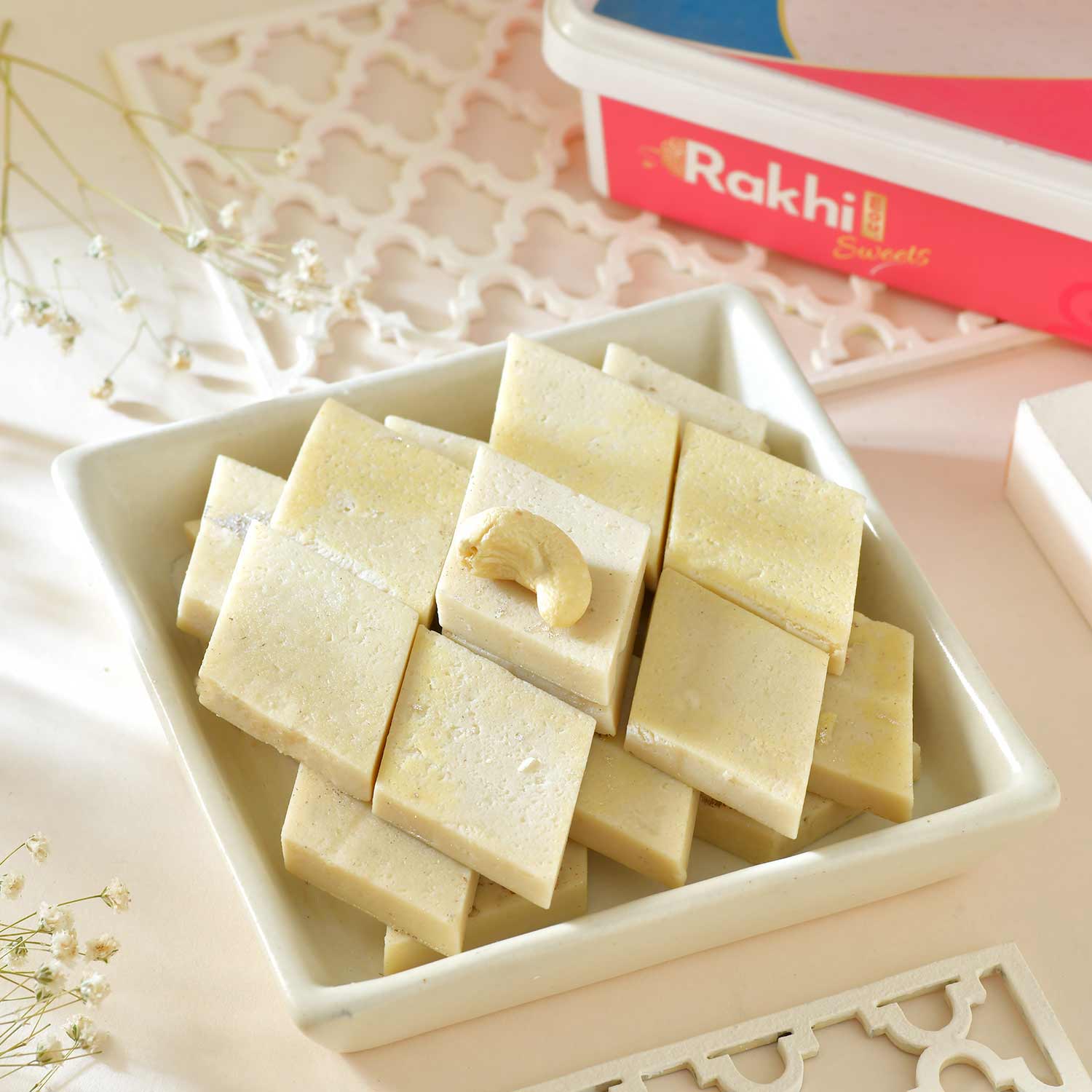 Hand Crafted Rudraksh Rakhi Pair With Sweets & Chocolates