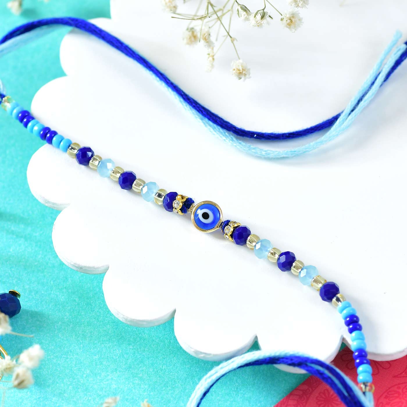 Rajwadi Blue Bhaiya Bhabhi Rakhi Set