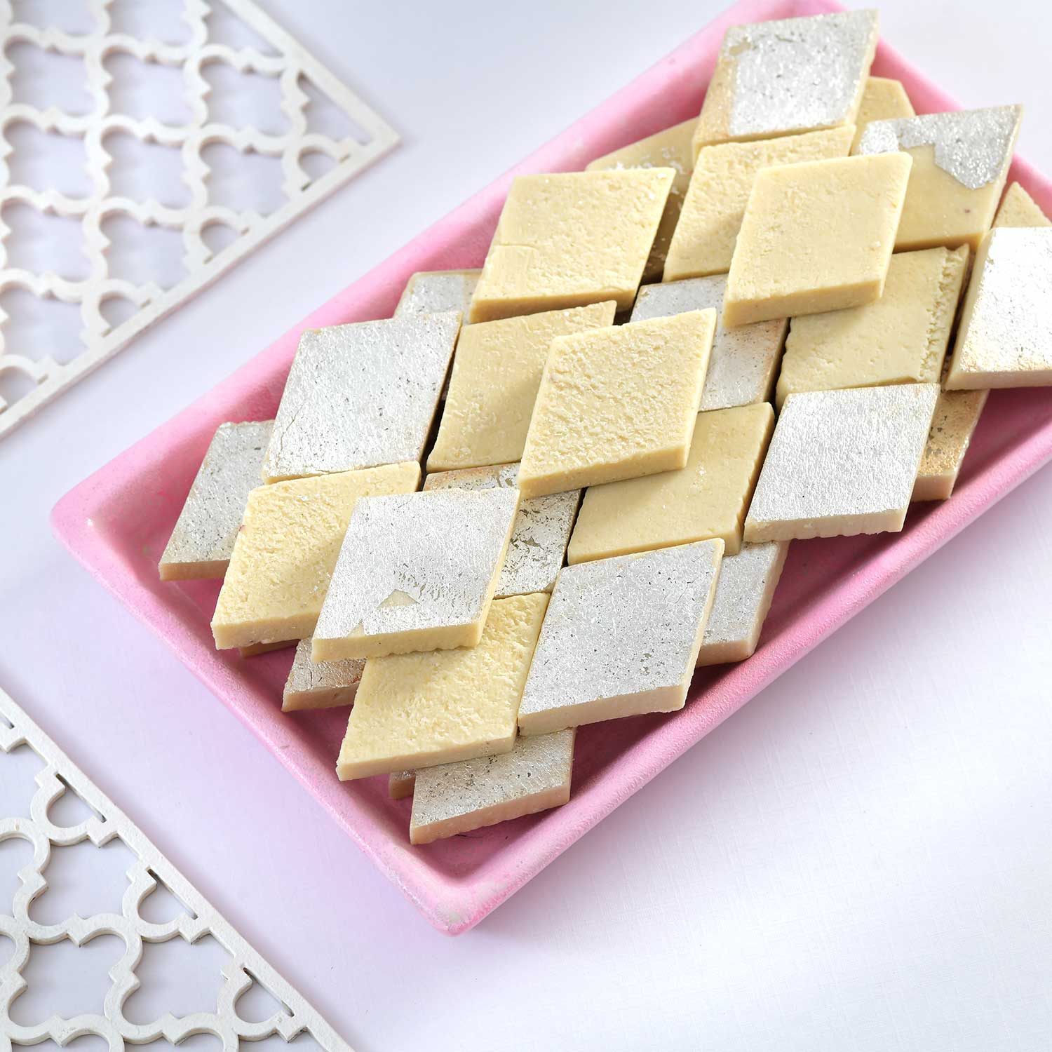 Two Religious "Om" Rakhi Set With Kaju Katli