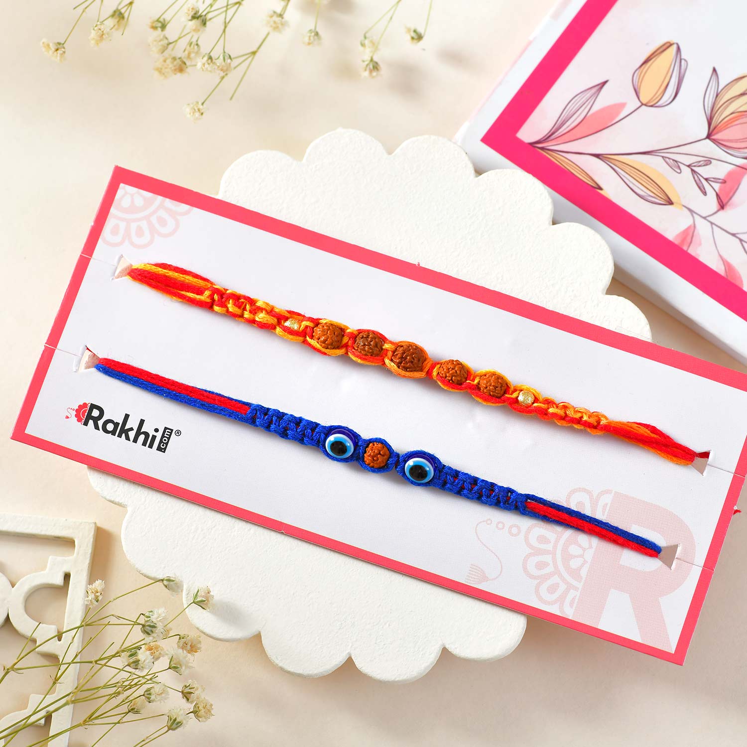 Hand Crafted Rudraksh Rakhi Pair