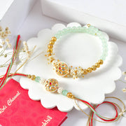 Golden Green Bhaiya Bhabhi Rakhi set