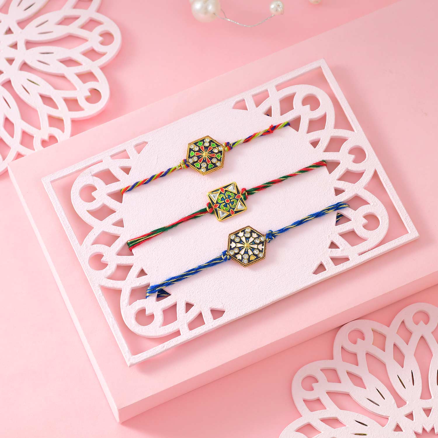 3 Meenakari Rakhi Set