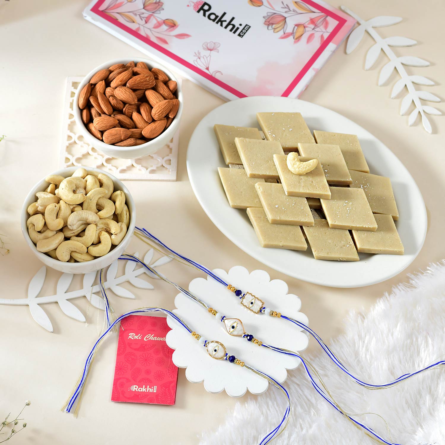 3 Evil Eye Protection Rakhi With Sweets & Nuts