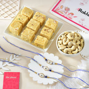 3 Evil Eye Protection Rakhi Sweet & Nut Hamper