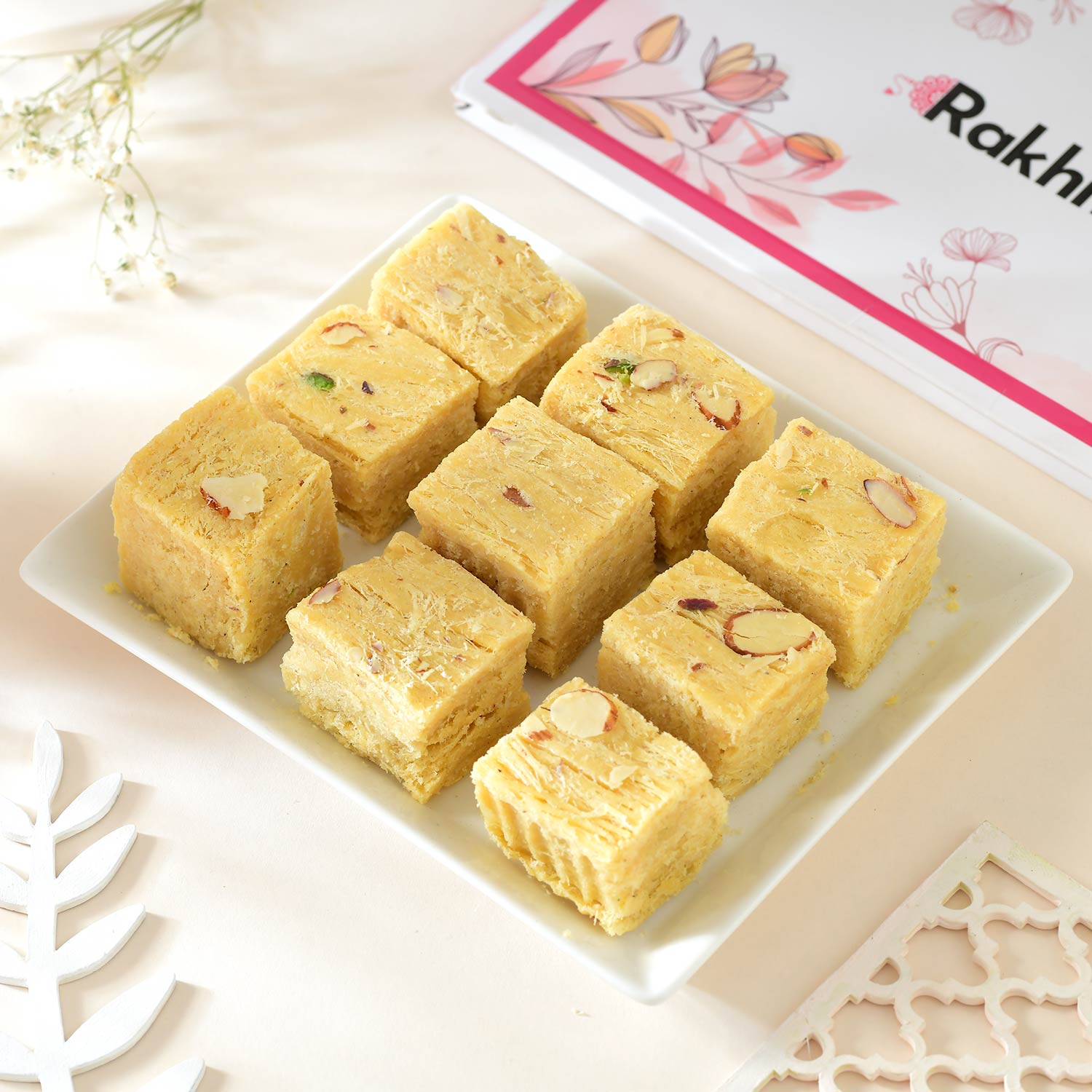 3 Evil Eye Protection Rakhi Sweet & Nut Hamper