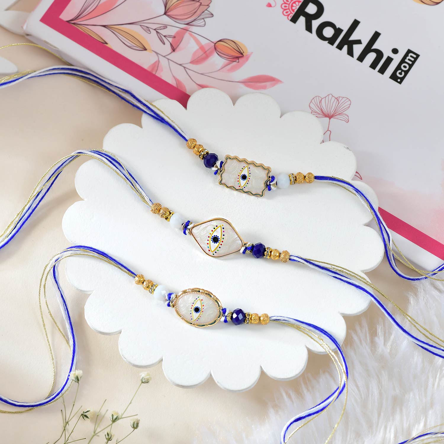 3 Evil Eye Protection Rakhi Set