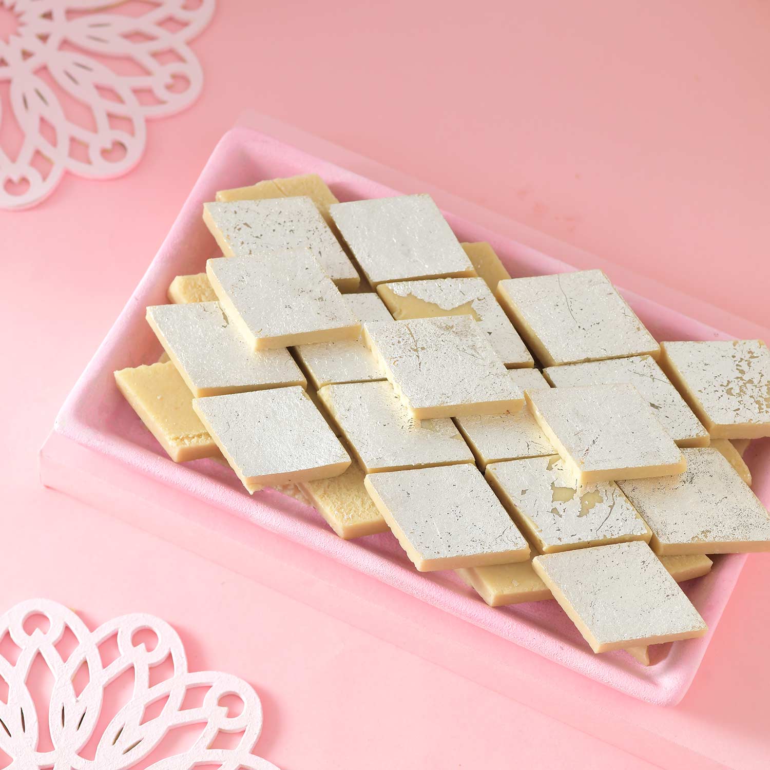 Hand Crafted 3 Rudraksh Rakhi With Kaju Katli