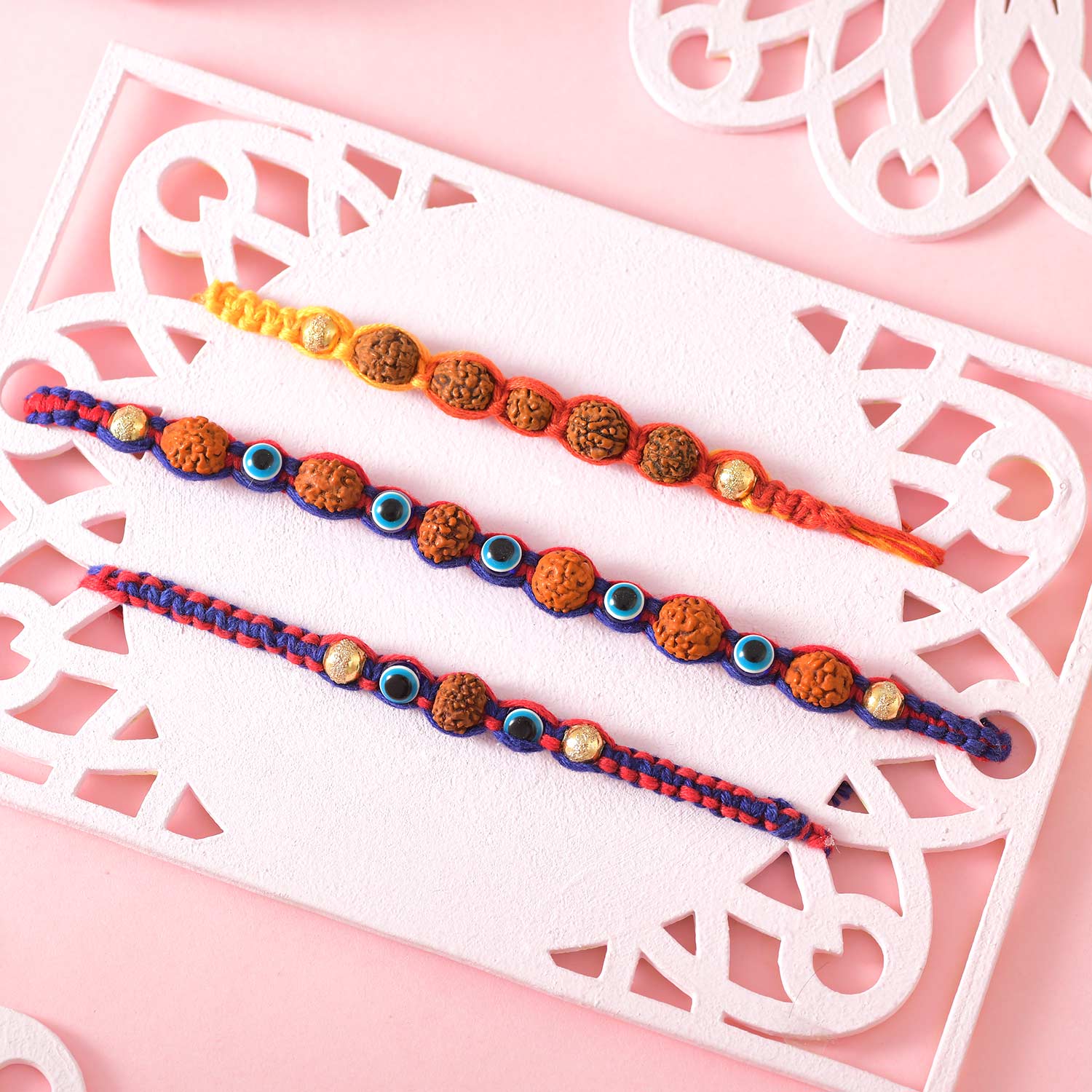 Hand Crafted 3 Rudraksh Rakhi