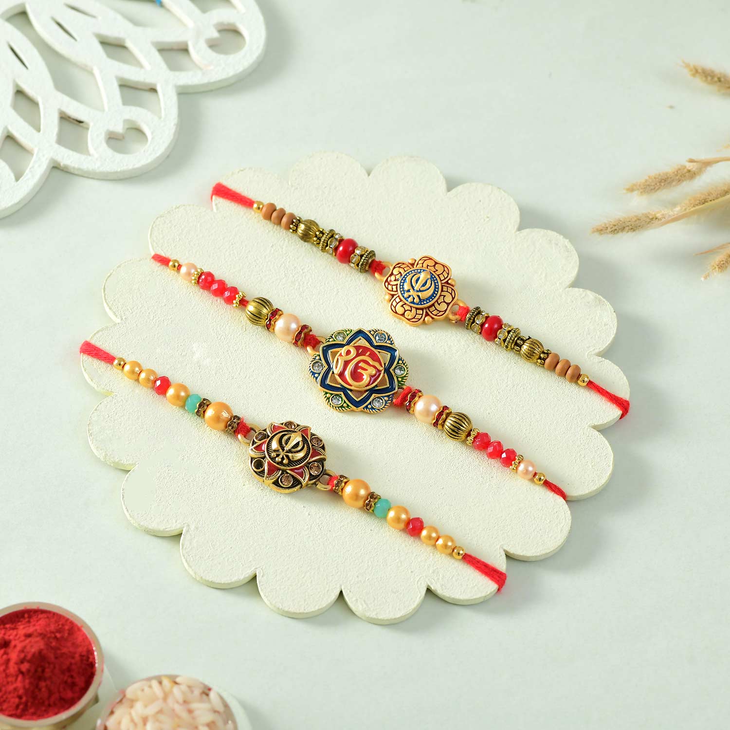 3 Punjabi Ethnic Rakhi Set