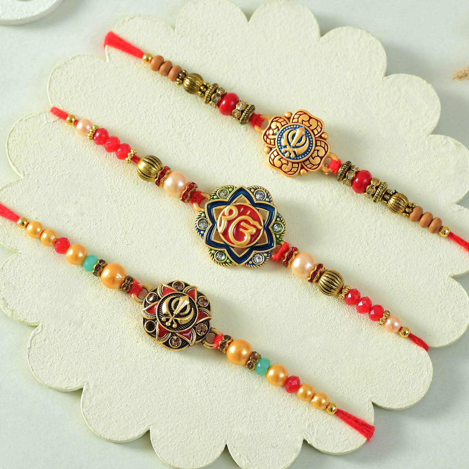 3 Punjabi Ethnic Rakhi Set