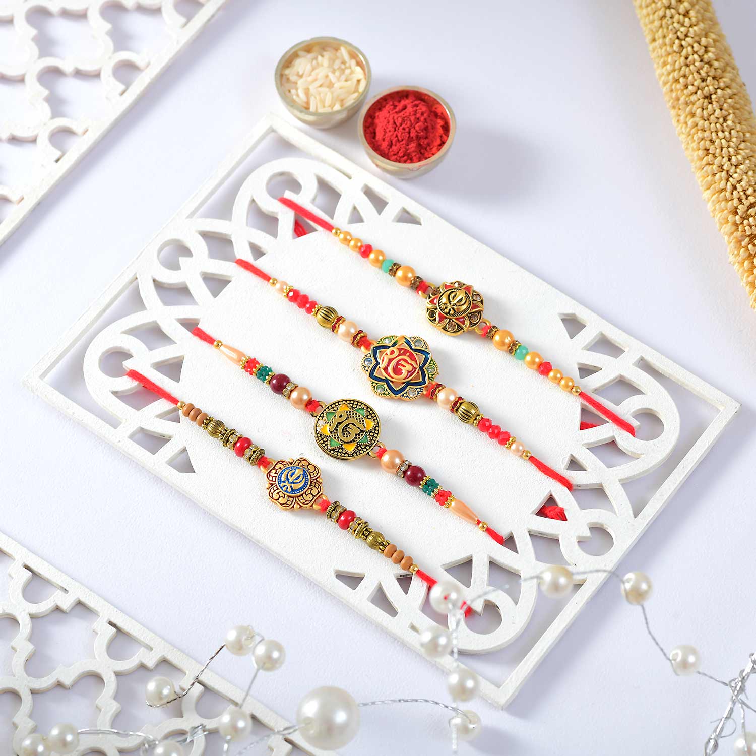 4 Ethnic Punjabi Rakhi Set