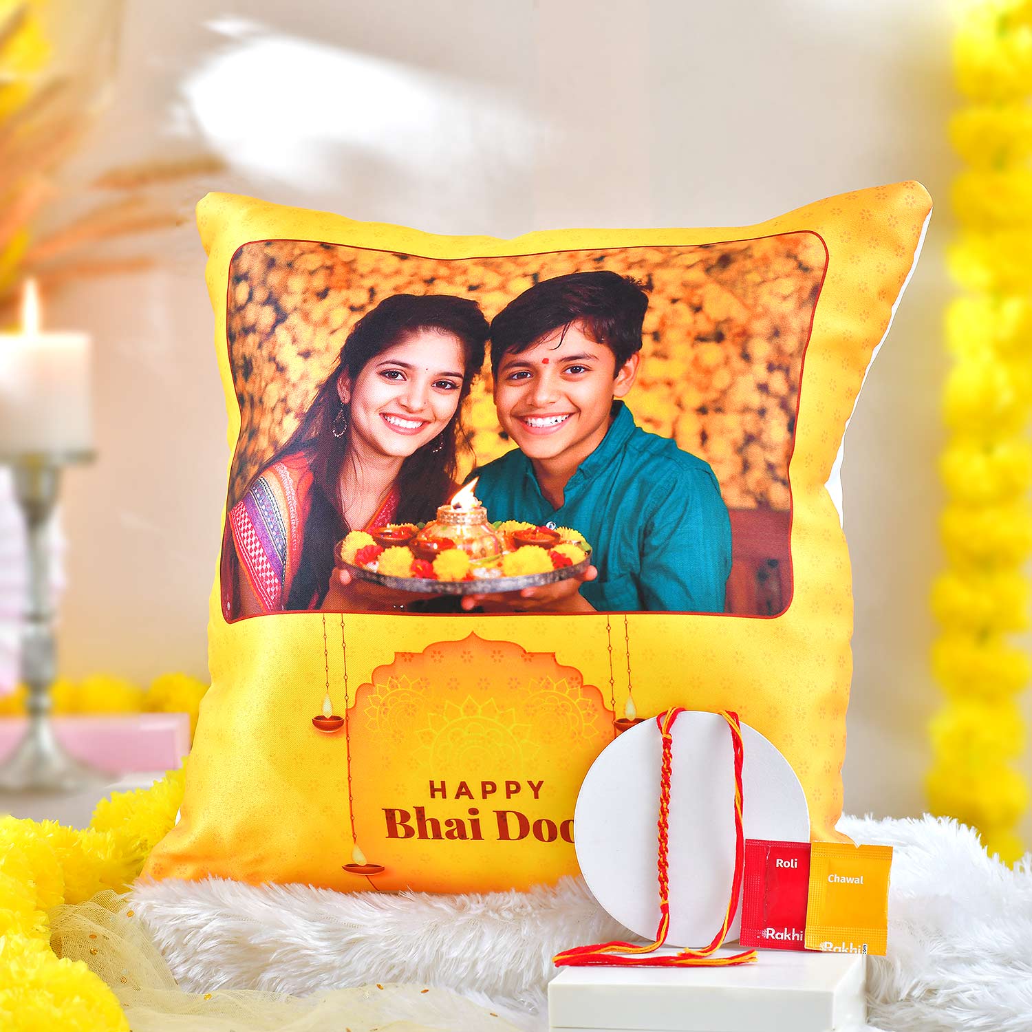 Personalized Cushion For Bhaidooj