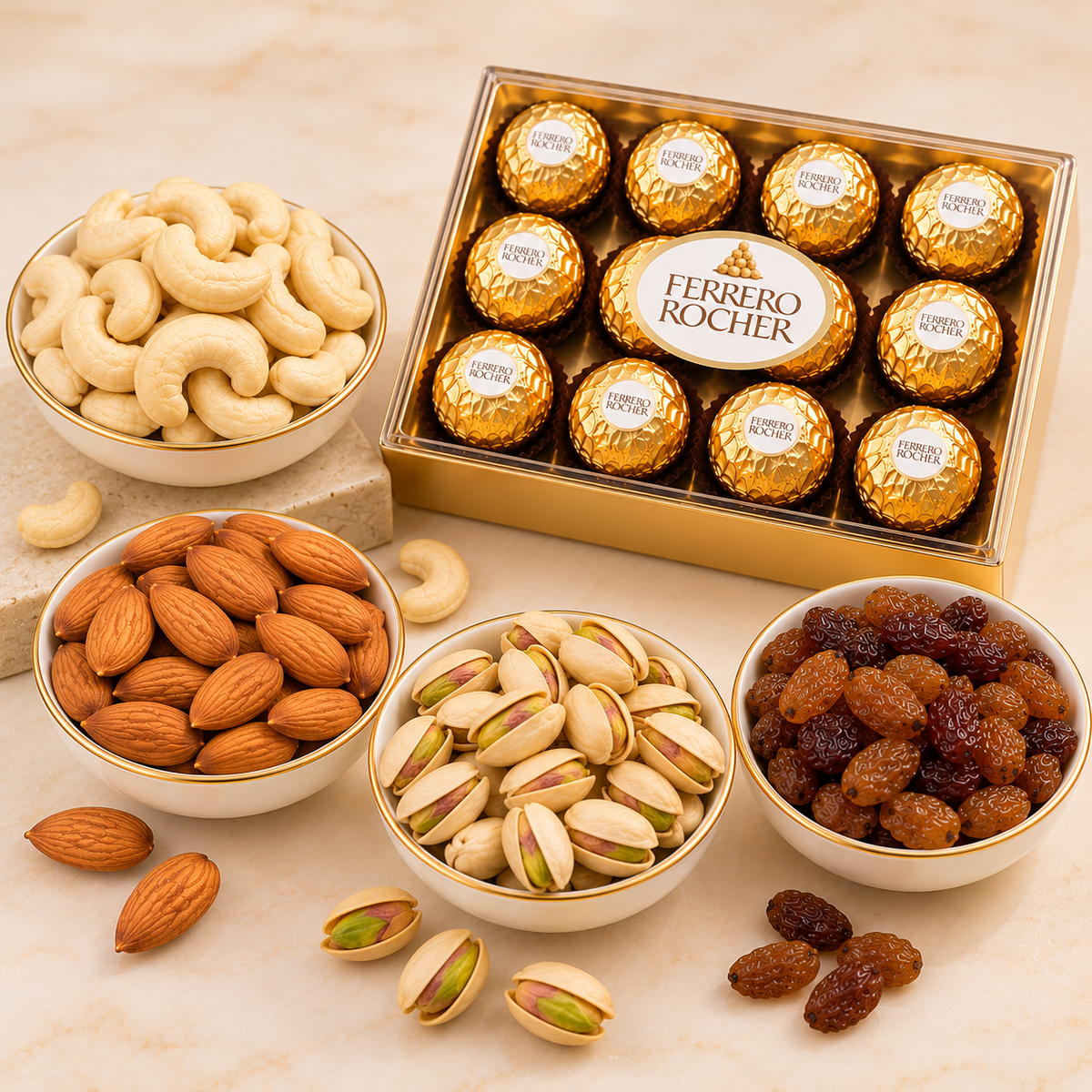 Celebration With Ferrero Chocolates And Dry Fruits