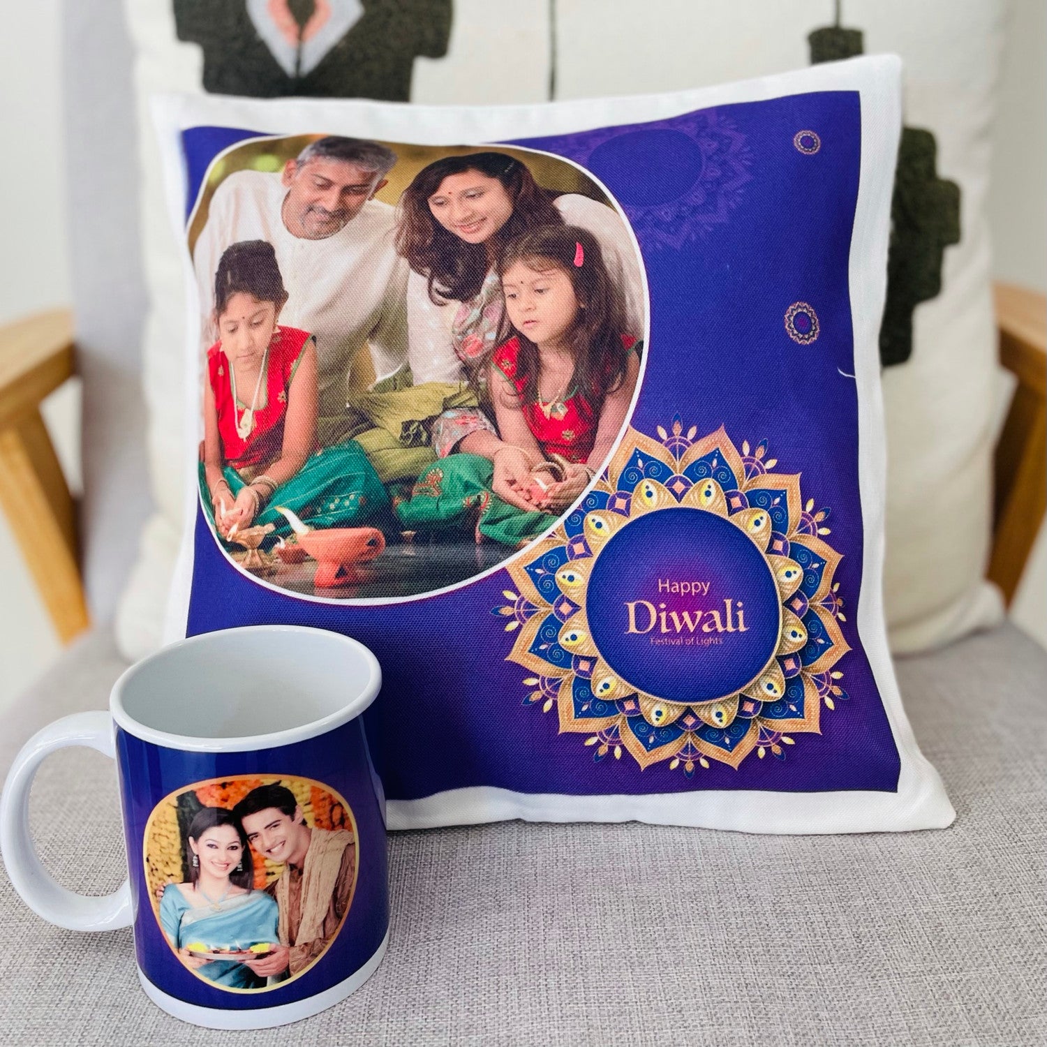 Personalized Mug And Cushion Set For Diwali Gifting