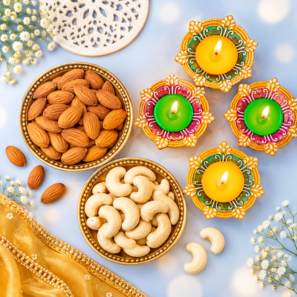 Diwali Celebration With Cashew And Almonds