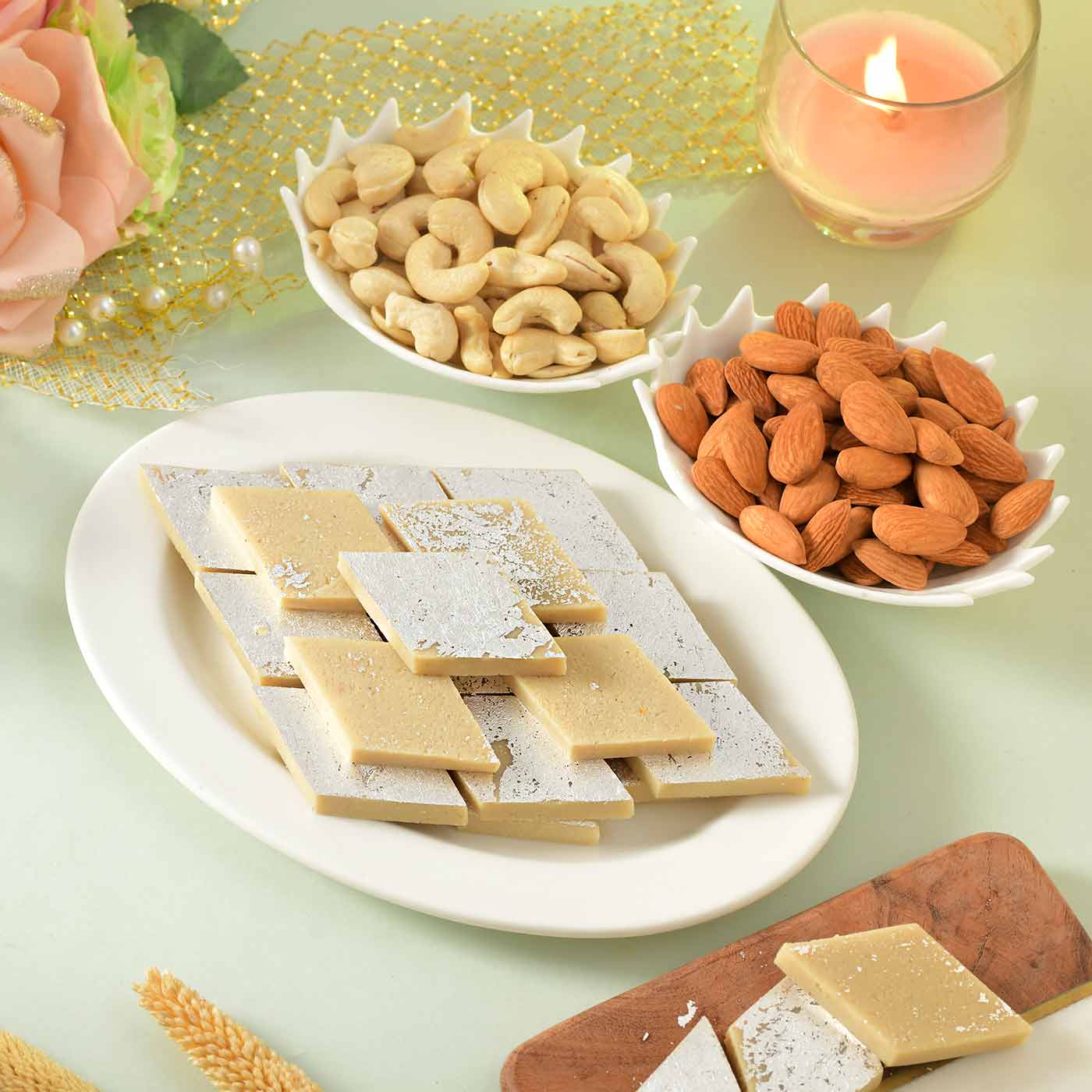 Festive Celebration With Kaju Katli and Dry Fruits