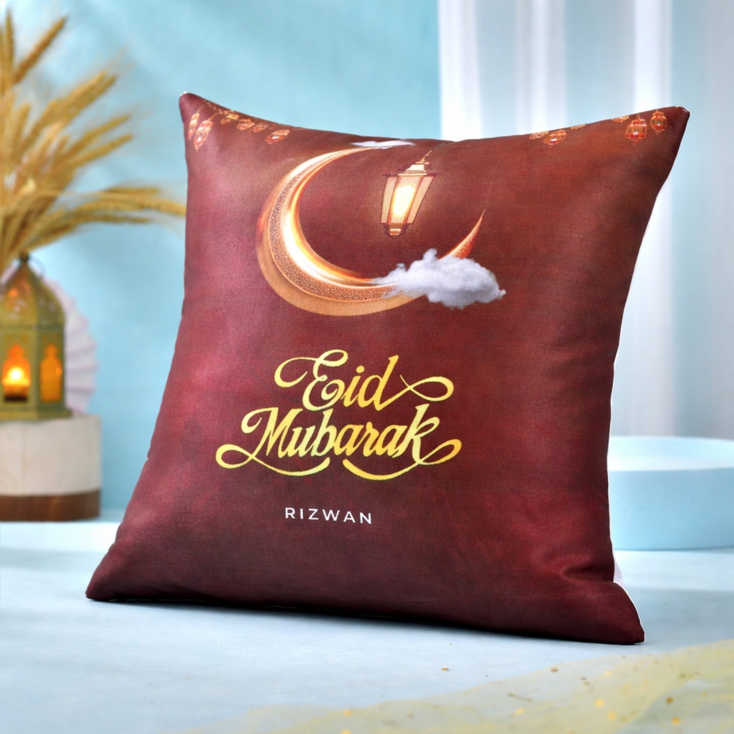 Eid's Good Wishes With Personalized Cushion