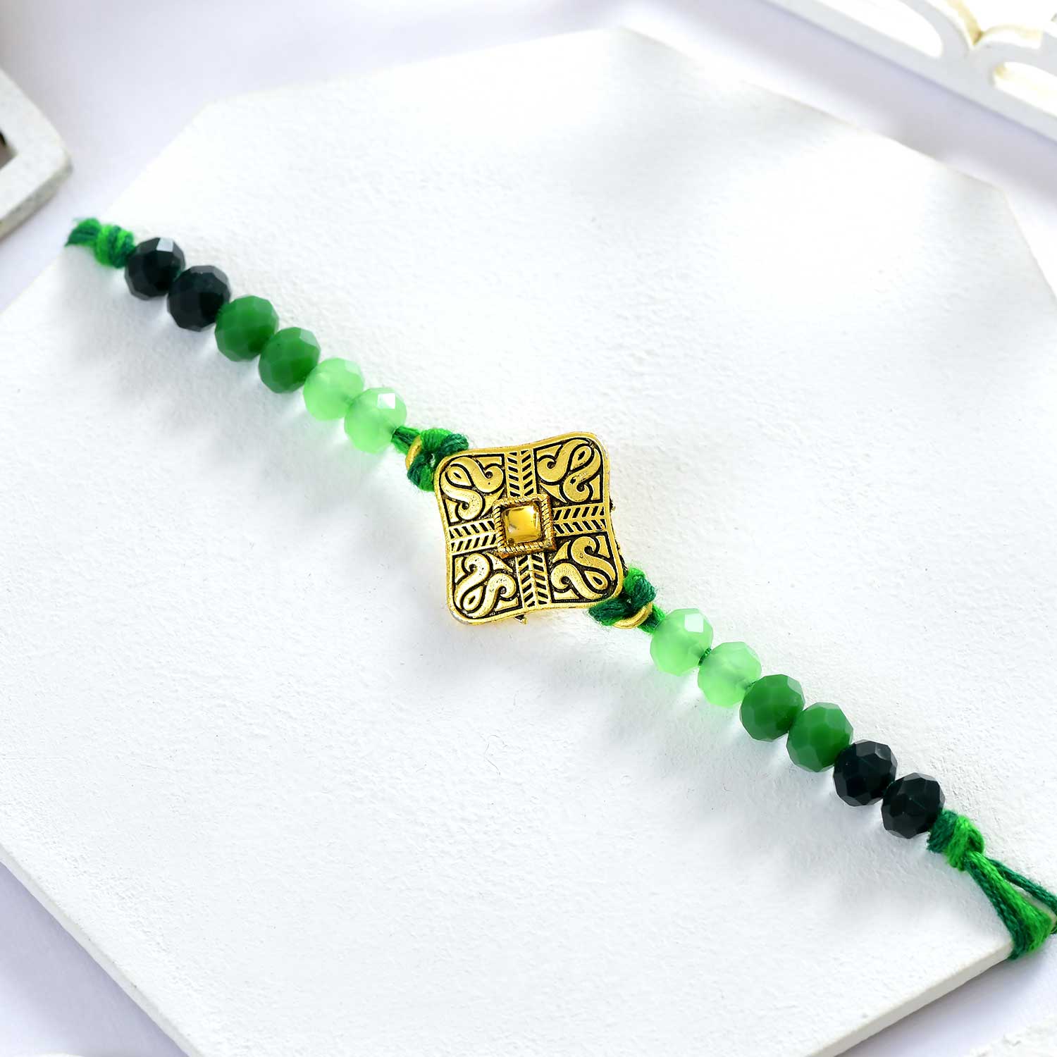 Heritage Royal Green Rakhi Choco Nut Hamper