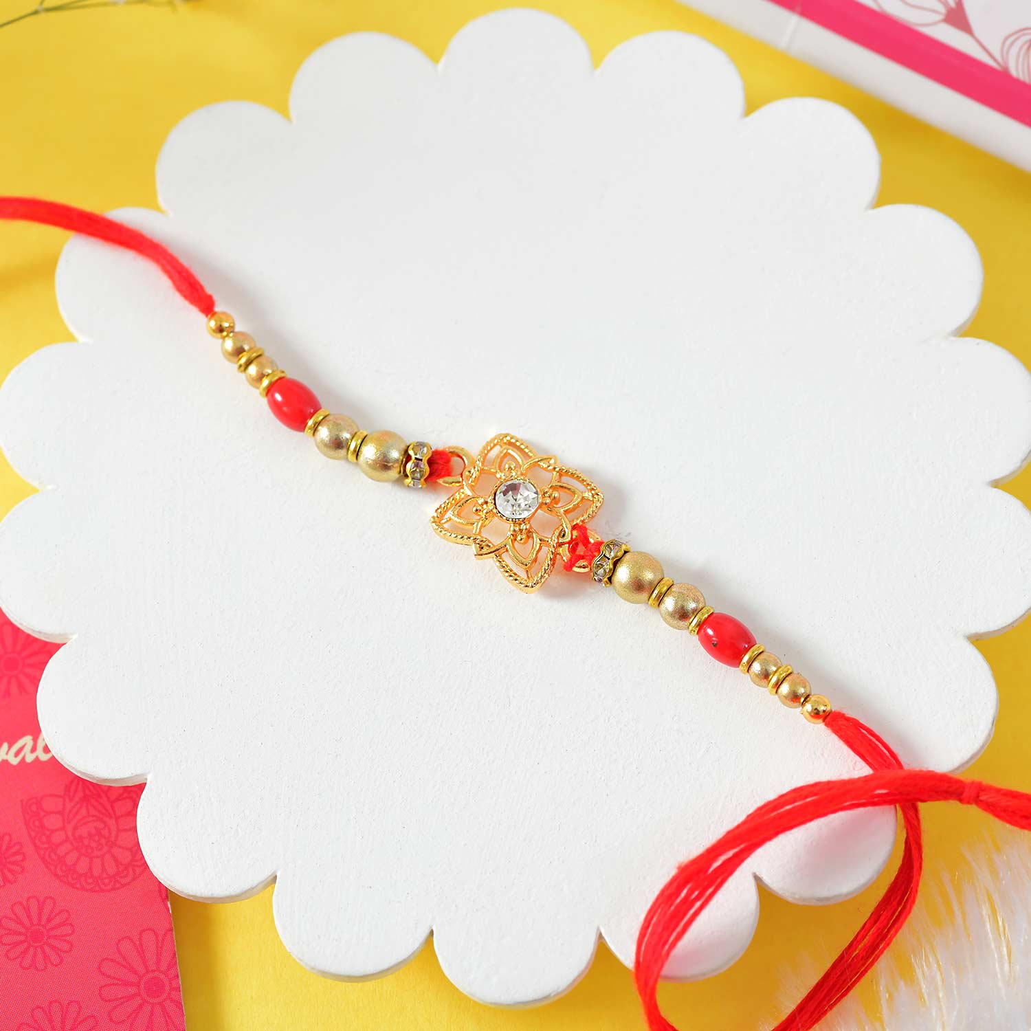Designer Red Flower Rakhi