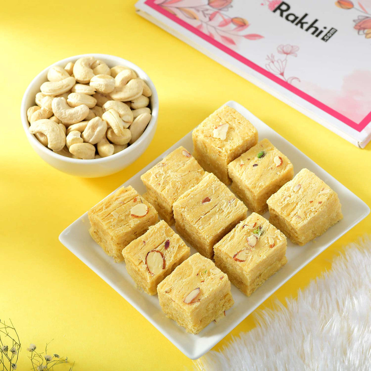Traditional Mandala Art Rakhi With Soan Papdi And Cashew