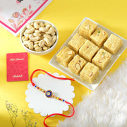 Traditional Mandala Art Rakhi With Soan Papdi And Cashew