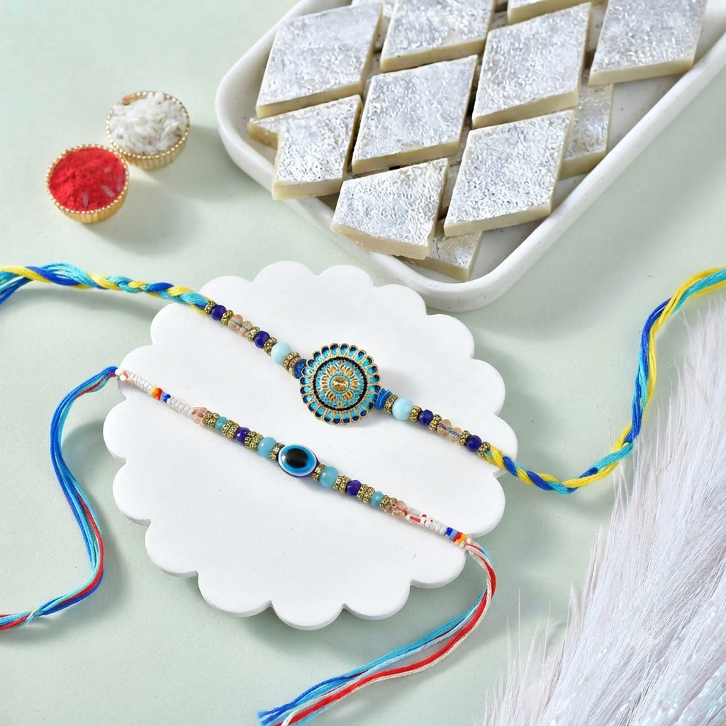 Royal Raja Rani Rakhi With Kaju Katli