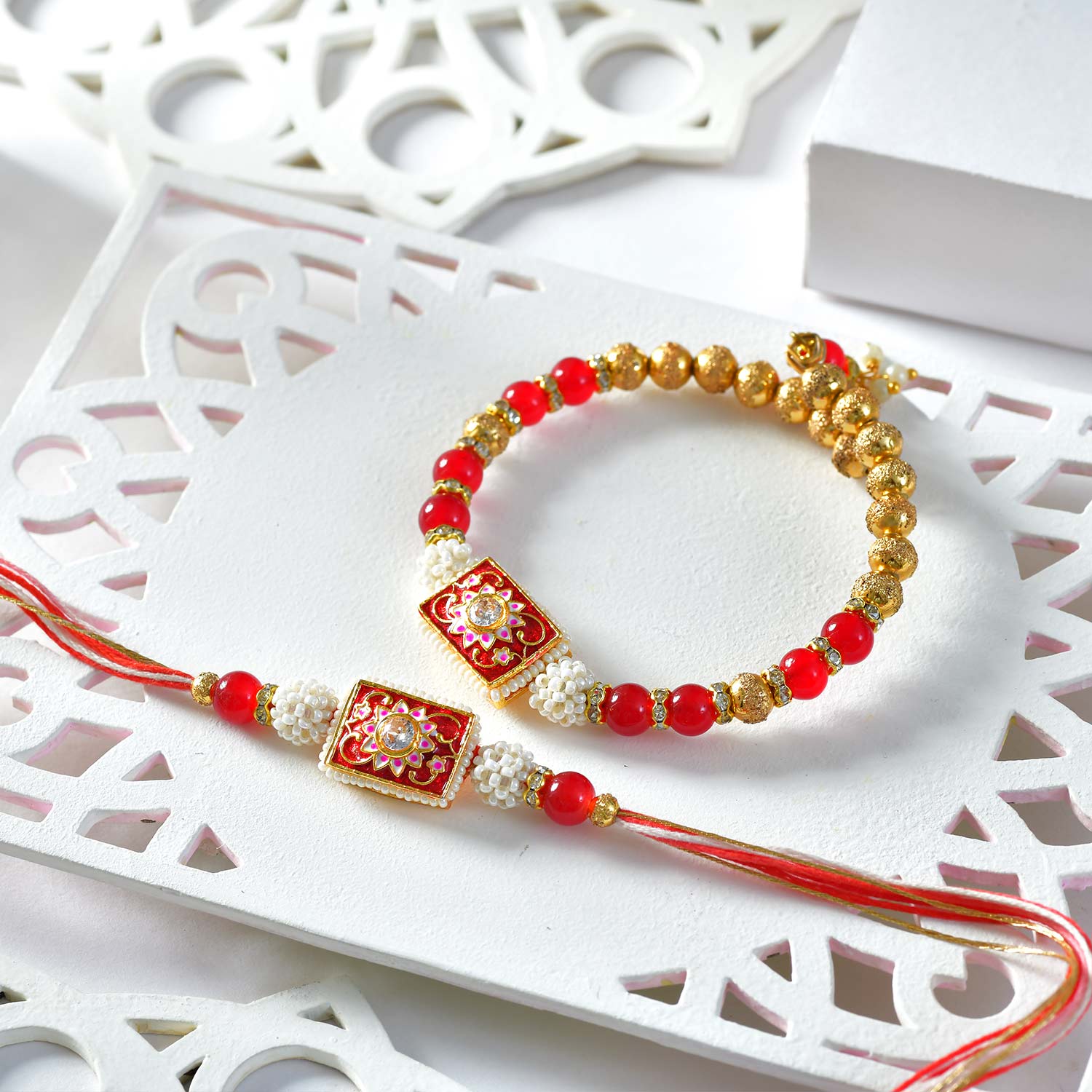 Rajwadi Bhaiya Bhabhi Rakhi Set
